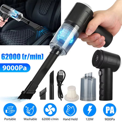 2 in 1 Wireless Vacuum Cleaner Dual Use for Home and Car 120W High Power Powerful Vacuum Cleaner Black