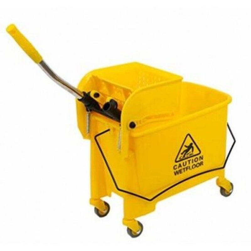 20L YELLOW COMMERCIAL INDUSTRIAL MOP BUCKET WHEELS WRINGER PROFESSIONAL BUCKET