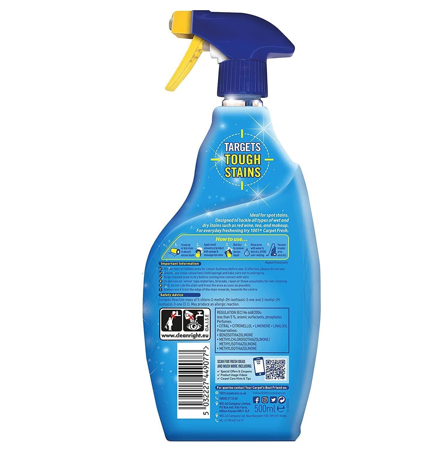 1001 Troubleshooter 500ML Bleach-Free Woolsafe Spills Stains Dust Dirt Household