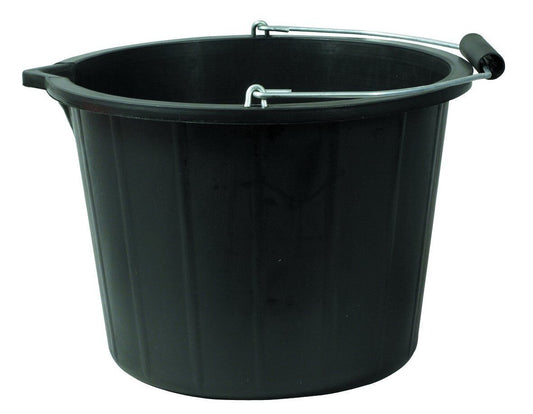 15L Black Plastic Builder Bucket Handle Industrial Pouring Container Storage