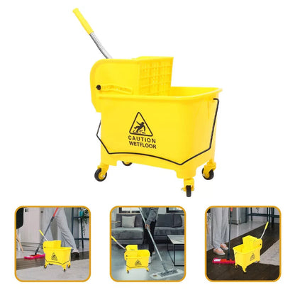 20L YELLOW COMMERCIAL INDUSTRIAL MOP BUCKET WHEELS WRINGER PROFESSIONAL BUCKET