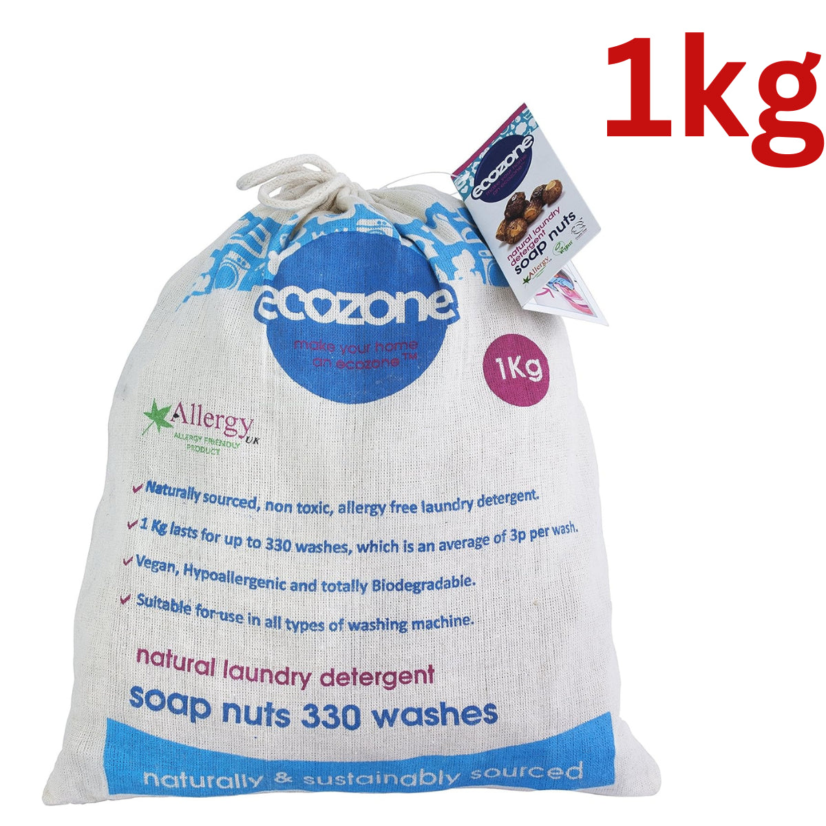 Ecozone Soap Nuts 1Kg Indian Wash Nut Replaces Powder Detergent 330 Bag