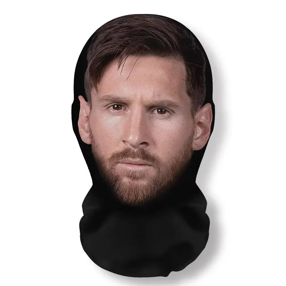 3D CR7 Messi Seamless Mask Funny Face Printed Head Scarf Famous Person Ice Silk Sunscreen Head Mask Halloween Cosplay