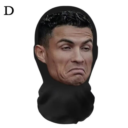 3D CR7 Messi Seamless Mask Funny Face Printed Head Scarf Famous Person Ice Silk Sunscreen Head Mask Halloween Cosplay