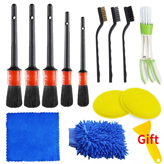 Zoposon New Car Cleaning Kit Scrubber Drill Detailing Brush Set Air Conditioner Vents Towel Polisher Car Auto Detailing Tools