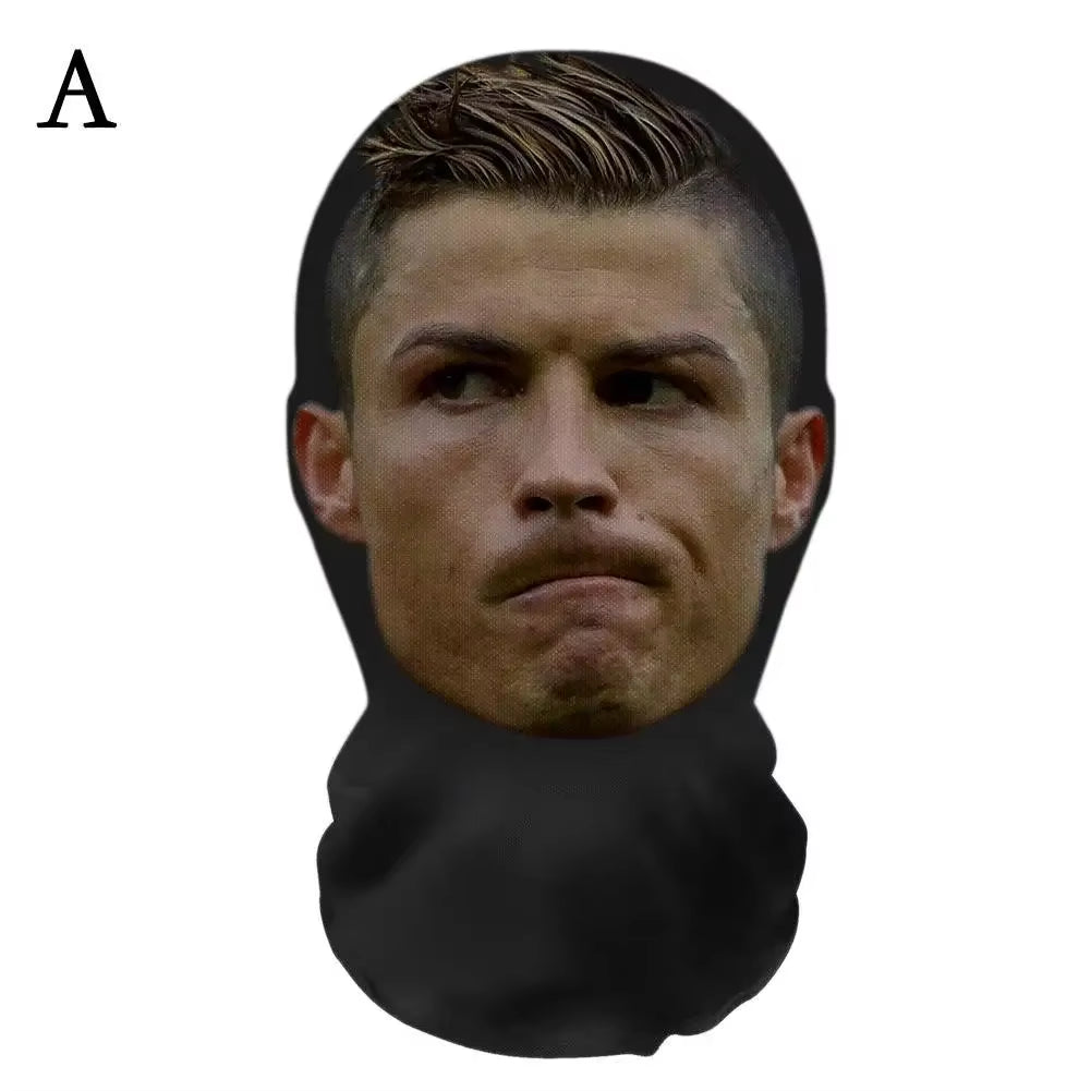 3D CR7 Messi Seamless Mask Funny Face Printed Head Scarf Famous Person Ice Silk Sunscreen Head Mask Halloween Cosplay