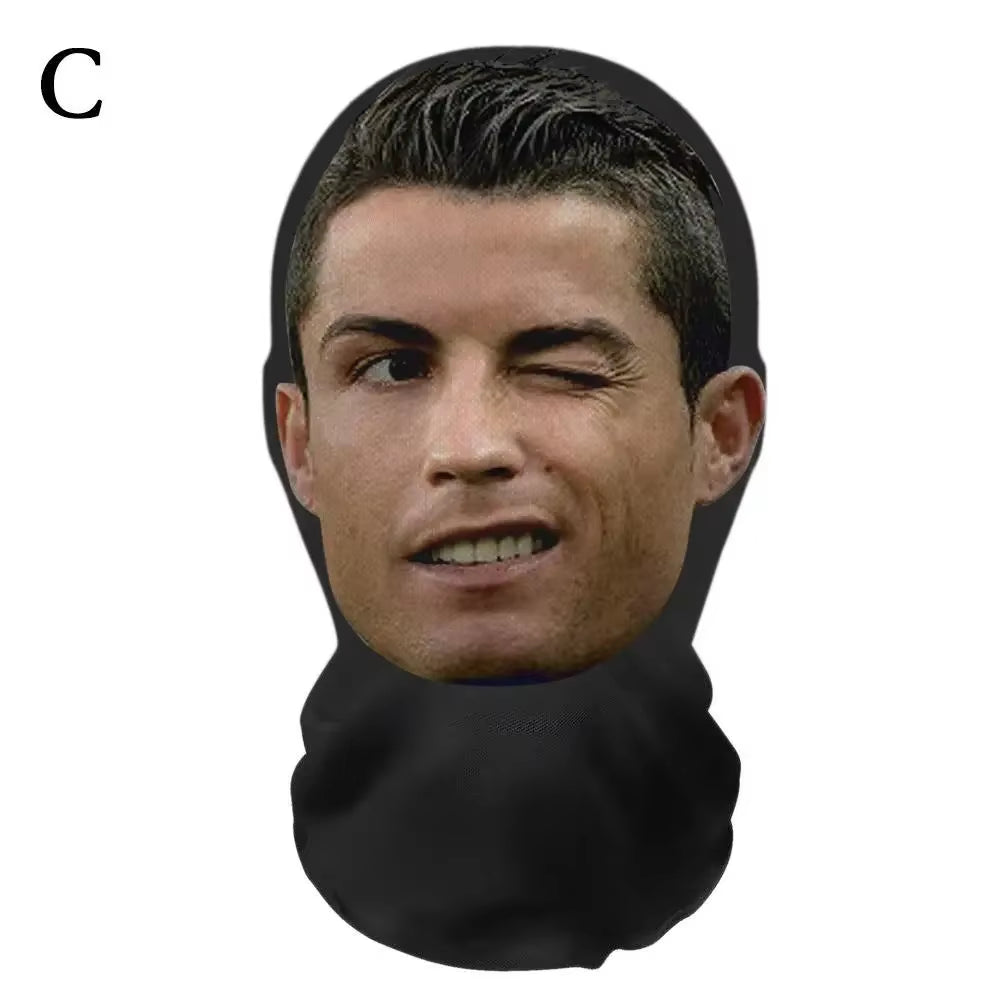 3D CR7 Messi Seamless Mask Funny Face Printed Head Scarf Famous Person Ice Silk Sunscreen Head Mask Halloween Cosplay